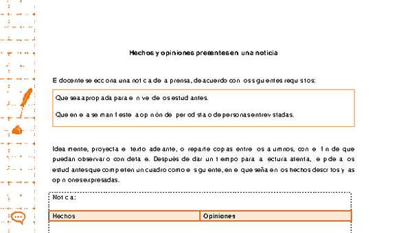 Hechos y opiniones presentes en una noticia Hechos y opiniones presentes en una noticia