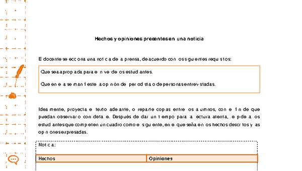 Hechos y opiniones presentes en una noticia Hechos y opiniones presentes en una noticia