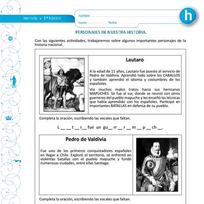 Personajes de nuestra historia Personajes de nuestra historia