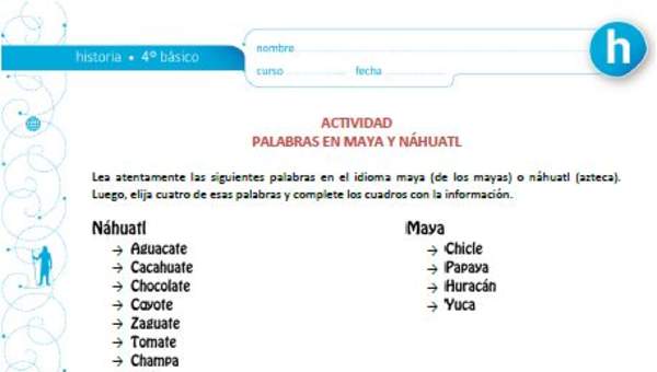 Palabras en maya y nahuátl Palabras en maya y nahuátl