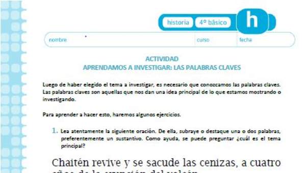 Aprendamos a investigar: Las palabras claves Aprendamos a investigar: Las palabras claves