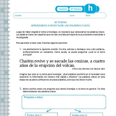 Aprendamos a investigar: Las palabras claves Aprendamos a investigar: Las palabras claves
