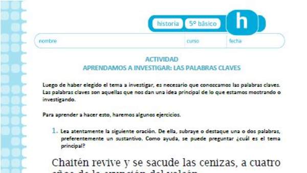 Aprendamos a investigar: las palabras claves Aprendamos a investigar: las palabras claves