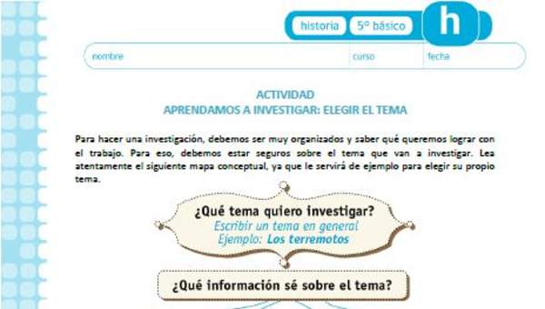 Aprendamos a investigar: Elegir el tema Aprendamos a investigar: Elegir el tema