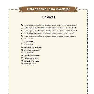 Temas de investigación para la unidad 1 Temas de investigación para la unidad 1