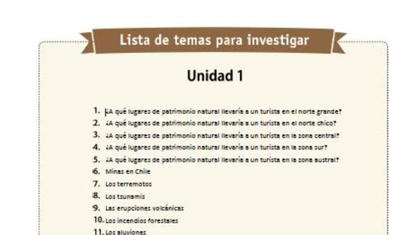 Temas de investigación para la unidad 1 Temas de investigación para la unidad 1