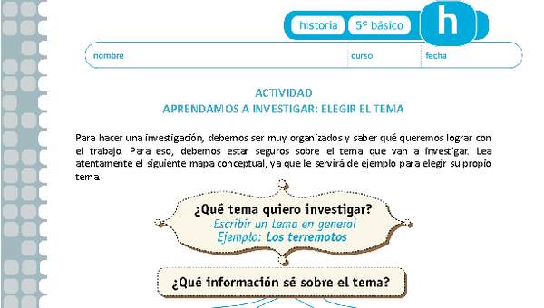 Aprendamos a investigar: Elegir el tema Aprendamos a investigar: Elegir el tema