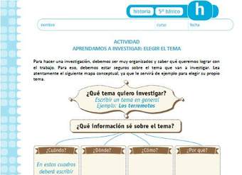 Aprendamos a investigar: Elegir el tema Aprendamos a investigar: Elegir el tema