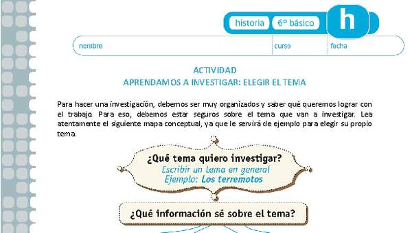 Aprendamos a investigar: Elegir el tema Aprendamos a investigar: Elegir el tema