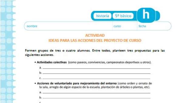 Ideas para las acciones del proyecto de curso Ideas para las acciones del proyecto de curso