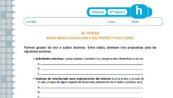 Ideas para las acciones del proyecto de curso Ideas para las acciones del proyecto de curso