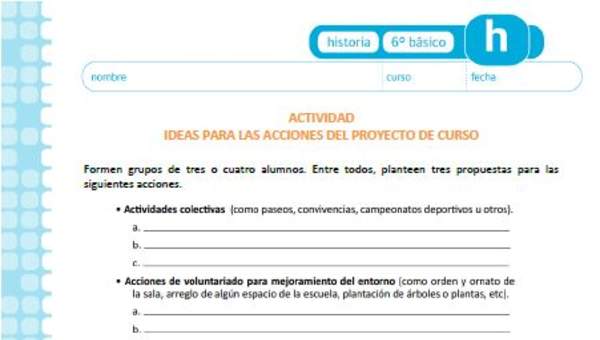 Ideas para las acciones del proyecto de curso Ideas para las acciones del proyecto de curso