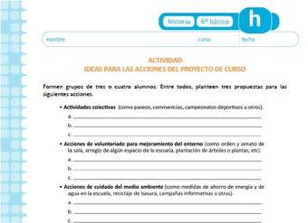Ideas para las acciones del proyecto de curso Ideas para las acciones del proyecto de curso