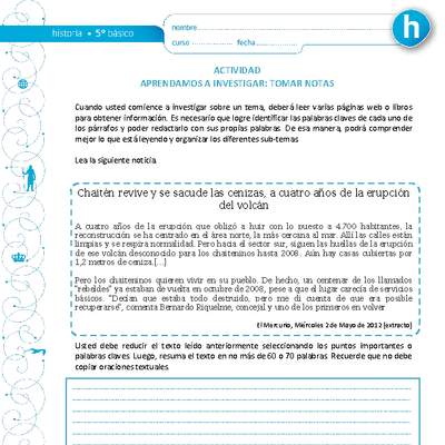 Aprendamos a investigar: Tomar notas Aprendamos a investigar: Tomar notas