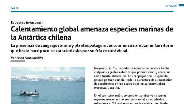 Calentamiento global amenaza especies marinas de la Antártica chilena Calentamiento global amenaza especies marinas de la Antártica chilena