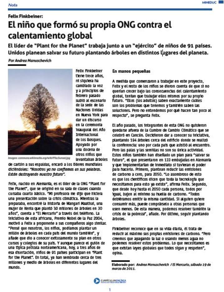 El niño que formó su propia ONG contra el calentamiento global El niño que formó su propia ONG contra el calentamiento global