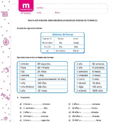 Conversiones unidades de medida de tiempo (II) Conversiones unidades de medida de tiempo (II)