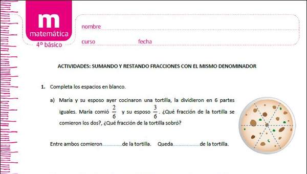 Sumando y restando fracciones con el mismo denominador