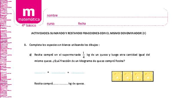 Sumando y restando fracciones con el mismo denominador (II) Sumando y restando fracciones con el mismo denominador (II)