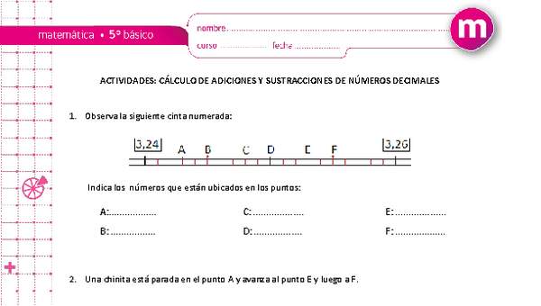 Cálculo de adiciones y sustracciones de números decimales Cálculo de adiciones y sustracciones de números decimales