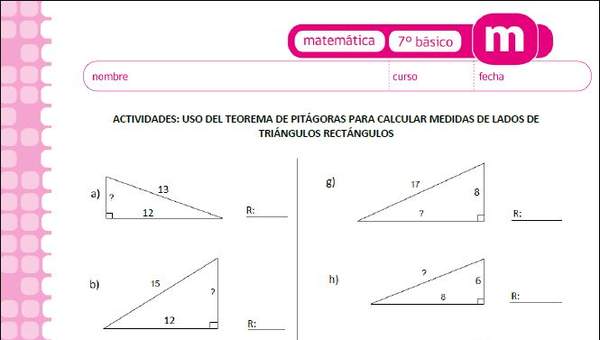 Uso del teorema de Pitágoras para calcular la medida de lados de triángulos rectángulos Uso del teorema de Pitágoras para calcular la medida de lados de triángulos rectángulos