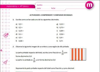 Comprender y comparar decimales Comprender y comparar decimales