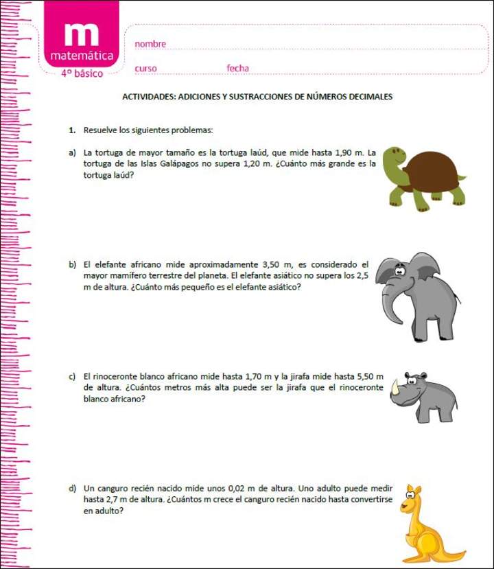 Adiciones y sustracciones de números decimales Adiciones y sustracciones de números decimales