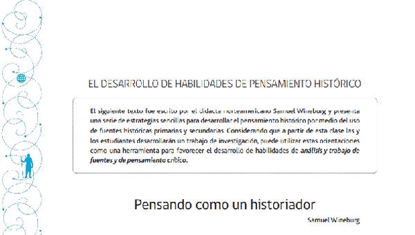 El desarrollo del pensamiento histórico El desarrollo del pensamiento histórico