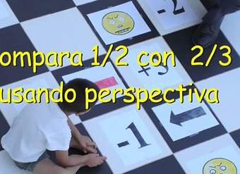 Comparar un medio y dos tercios usando perspectiva