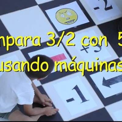 Comparar tres medios y cinco cuartos usando máquinas Comparar tres medios y cinco cuartos usando máquinas