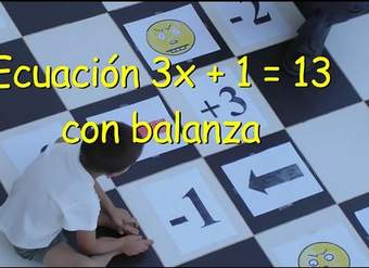Ecuación 3x - 1 = 13 con balanza Ecuación 3x - 1 = 13 con balanza