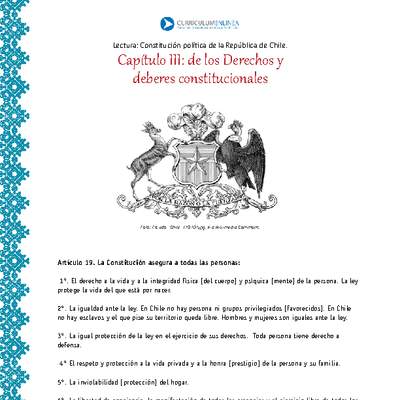 Constitución de Chile: De los Derechos y Deberes constitucionales Constitución de Chile: De los Derechos y Deberes constitucionales