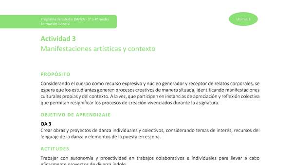 Actividad 3: Manifestaciones artísticas y contexto Actividad 3: Manifestaciones artísticas y contexto