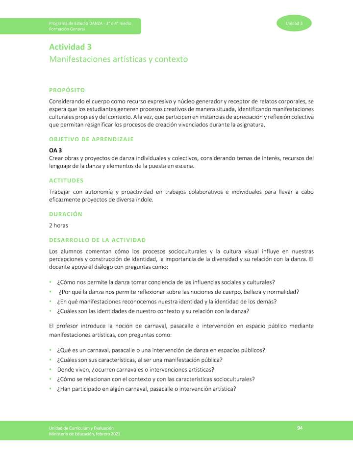 Actividad 3: Manifestaciones artísticas y contexto Actividad 3: Manifestaciones artísticas y contexto