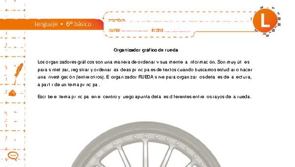 Organizador de rueda para registrar datos de una lectura Organizador de rueda para registrar datos de una lectura