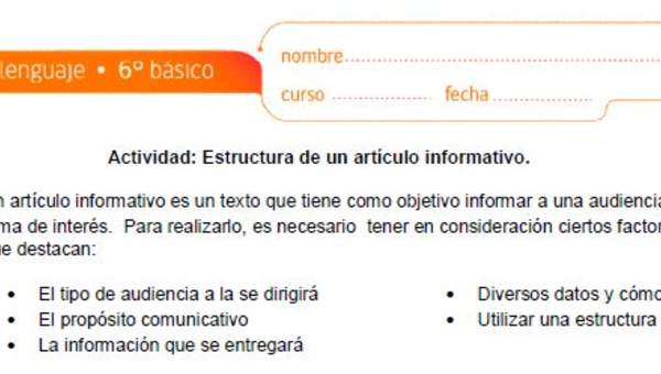 Estructura de un artículo informativo Estructura de un artículo informativo