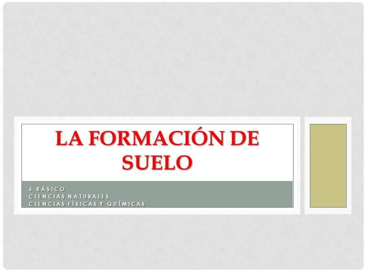 La formación de los suelos La formación de los suelos