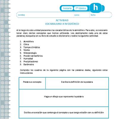Vocabulario atmosférico Vocabulario atmosférico