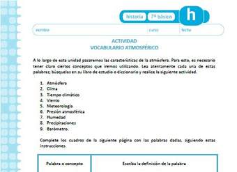 Vocabulario atmosférico Vocabulario atmosférico