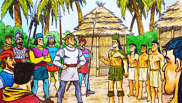 Encuentro de Cristóbal Colón con nativos Encuentro de Cristóbal Colón con nativos