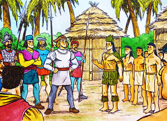 Encuentro de Cristóbal Colón con nativos Encuentro de Cristóbal Colón con nativos