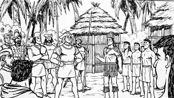 Encuentro de Cristóbal Colón con nativos Encuentro de Cristóbal Colón con nativos