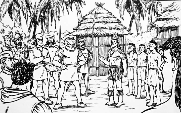 Encuentro de Cristóbal Colón con nativos Encuentro de Cristóbal Colón con nativos