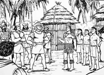 Encuentro de Cristóbal Colón con nativos Encuentro de Cristóbal Colón con nativos