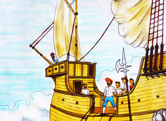 El regreso de Sebastián Elcano a España El regreso de Sebastián Elcano a España