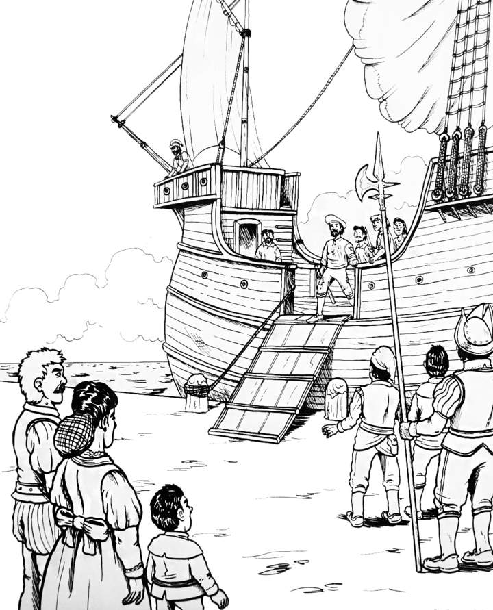 El regreso de Sebastián Elcano a España El regreso de Sebastián Elcano a España