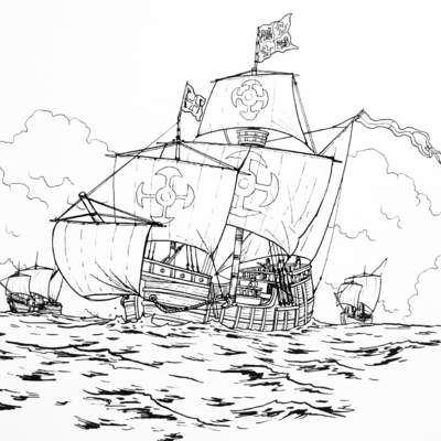 Viaje de Cristóbal Colón en las carabelas Viaje de Cristóbal Colón en las carabelas