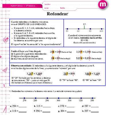Redondear números a la decena más cercana Redondear números a la decena más cercana