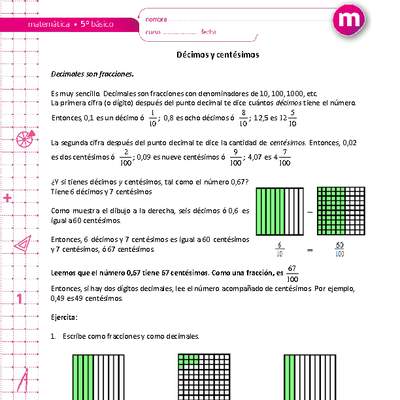 Décimos y centésimos Décimos y centésimos