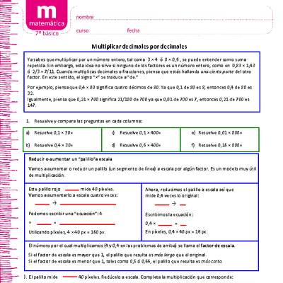Multiplicar decimales por decimales Multiplicar decimales por decimales